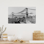 De Bouw van de Brug van Manhattan Poster (Keuken)