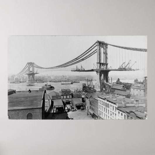 De Bouw van de Brug van Manhattan Poster (Voorkant)