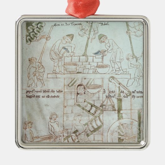 De bouw van de toren van Babel Metalen Ornament (Voorkant)