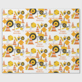 De bouw van de weg Happy Birthday - Gepersonalisee Cadeaupapier (Vlak)