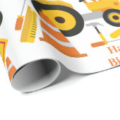 De bouw van de weg Happy Birthday - Gepersonalisee Cadeaupapier (Rol Hoek)