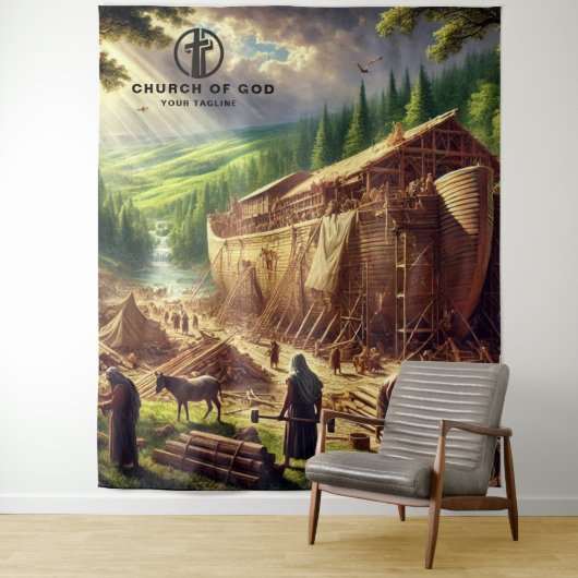 De bouw van Noah's Ark Wandkleed (In situ)