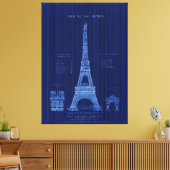 De bouwblauwdruk van de Eiffeltoren Parijs Canvas Afdruk (Insitu (Woonkamer))