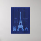 De bouwblauwdruk van de Eiffeltoren Parijs Canvas Afdruk (Voorkant)