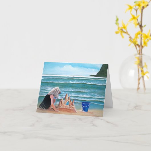 De bouwzandkasteel van het meisje bij de kaarten (Gele Bloem)