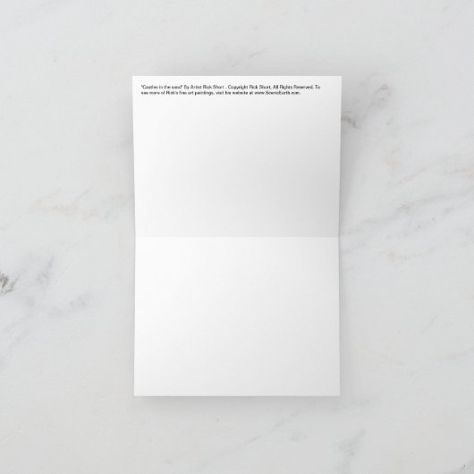 De bouwzandkasteel van het meisje bij de kaarten (Binnen)