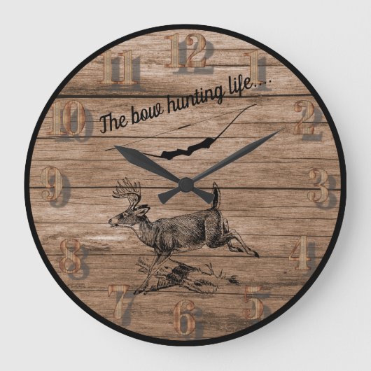 De Bow Hunting Life Bossen Buck en Archery Bow Grote Klok (Voorkant)