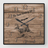 De Bow Hunting Life Bossen Buck en Archery Bow Vierkante Klok (Voorkant)