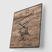 De Bow Hunting Life Bossen Buck en Archery Bow Vierkante Klok (Hoek)