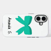 De Bow Phone Case w / Jouw naam, turquoise (Achterkant (horizontaal))