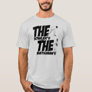 De bowler houdt de slagman's Willey vast T-shirt