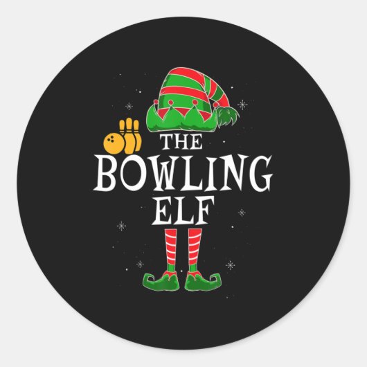 De Bowling Elf Group komt overeen met de kerstbal  Ronde Sticker (Voorkant)
