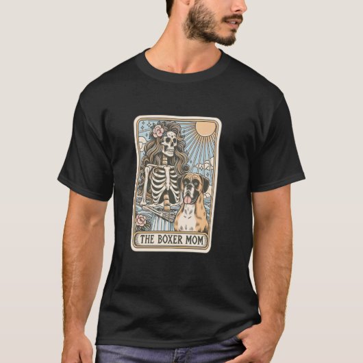De Boxer Mom Tarot Kaart, Halloween Skeleton Boxer T-shirt (Voorkant)