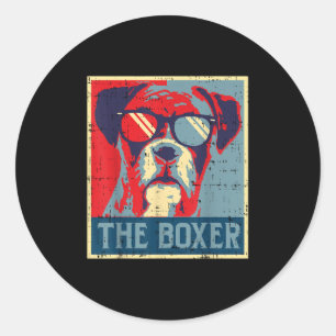 De Boxer Obama Poster  Dier Pet Dog Love Ronde Sticker