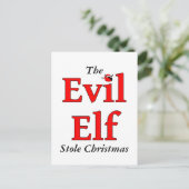 De boze elf heeft Kerstmis gestolen Feestdagenkaart (Staand voorkant)