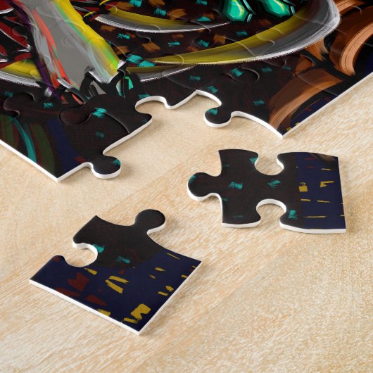 De boze heekkat houdt een schedel en een kaars vas legpuzzel (Zijkant)