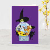 De Boze Heks Kristallen Bal Halloween Kaart (Gele Bloem)