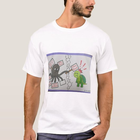 De boze octopus en de vriendelijke schildpad t-shirt (Voorkant)