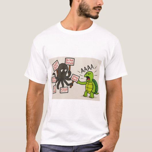 De boze schildpad en de onschuldige octopus t-shirt (Voorkant)
