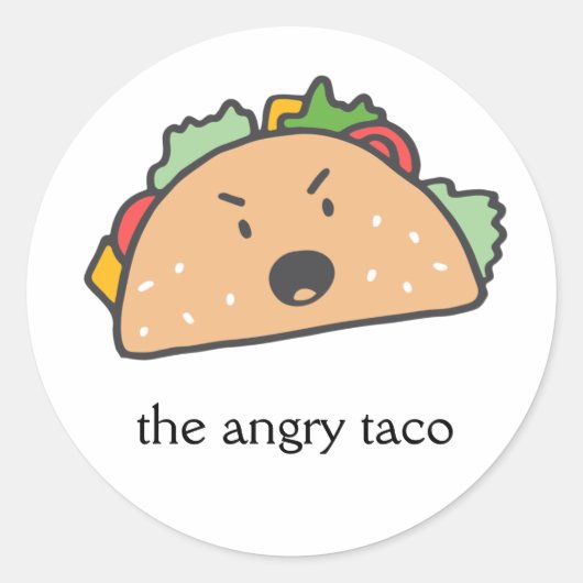 De boze Taco  Ronde Sticker (Voorkant)