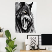De boze wolf | AI Art Poster (Thuiskantoor)