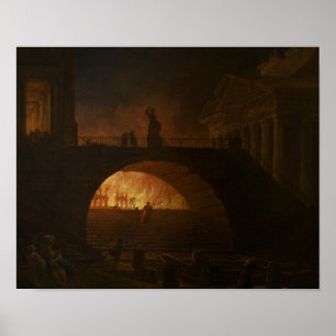 De brand in Rome - Hubert Robert Poster