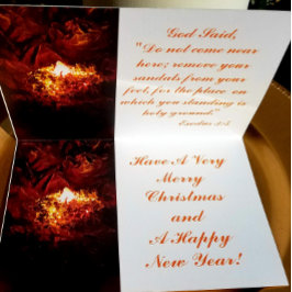"De Brandende Braamstruik" Echte Folie Kerstkaart Feestdagenkaart