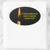 De brandende Kaars en Versie twee van de Jouw teks Ovale Sticker (Tas)