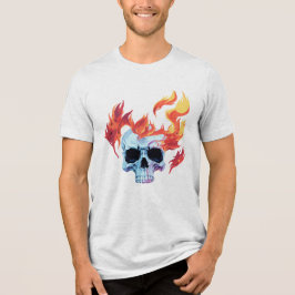 De brandende schedel Tri-Blend shirt