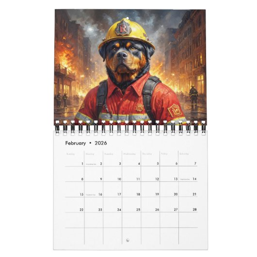 De brandweer honden 2026 gepersonaliseerde kalende kalender (Feb 2026)