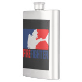 De brandweerkopvoering in drie kleuren heupfles (Links)