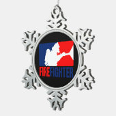 De brandweerkopvoering in drie kleuren tin sneeuwvlok ornament (Rechts)