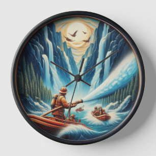 De brandweerlieden geladen op hun boot