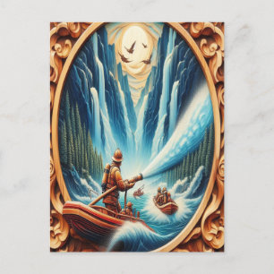 De brandweerlieden geladen op hun boot briefkaart