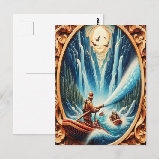 De brandweerlieden geladen op hun boot briefkaart (Voorkant / Achterkant)