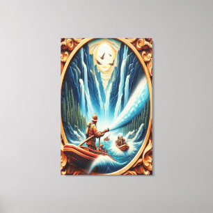 De brandweerlieden geladen op hun boot canvas afdruk