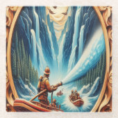 De brandweerlieden geladen op hun boot glazen onderzetter (Voorkant)