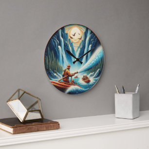 De brandweerlieden geladen op hun boot grote klok