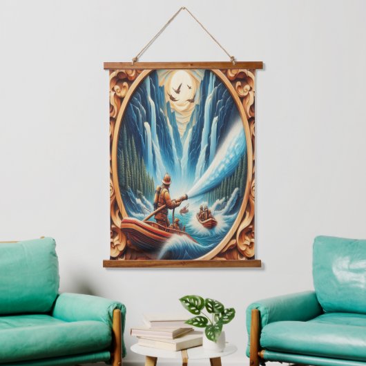 De brandweerlieden geladen op hun boot hangend wandkleed (Woonkamer)