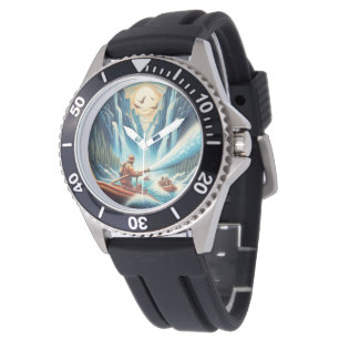 De brandweerlieden geladen op hun boot horloge