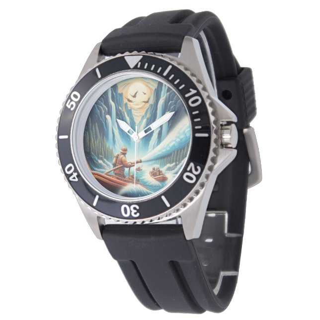 De brandweerlieden geladen op hun boot horloge (Gekanteld)