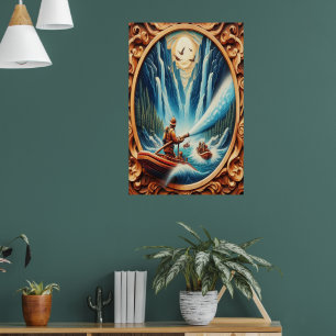 De brandweerlieden geladen op hun boot poster