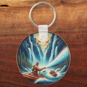 De brandweerlieden geladen op hun boot sleutelhanger (Voorkant)