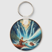 De brandweerlieden geladen op hun boot sleutelhanger (Achterkant)