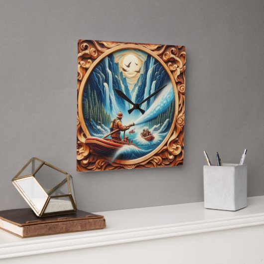 De brandweerlieden geladen op hun boot vierkante klok (Kantoor)