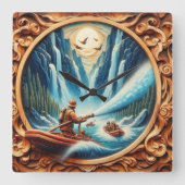 De brandweerlieden geladen op hun boot vierkante klok (Voorkant)