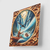 De brandweerlieden geladen op hun boot vierkante klok (Hoek)