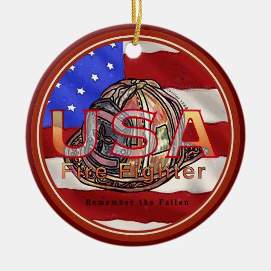 De brandweerman herinnert zich de gevallen keramisch ornament (Voorkant)