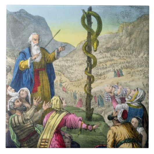 De Brazen Serpent uit een bijbel die door Edward i Tegeltje (Voorkant)