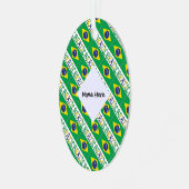 De Braziliaanse vlag met Jouw naam Metalen Ornament (Voorkant links)